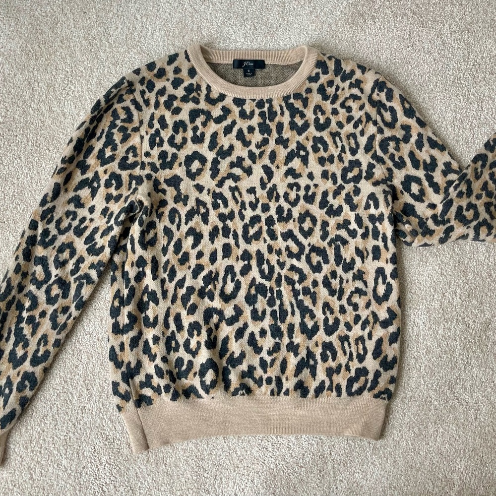 Women’s J Crew Leopard Print Long Sleeve Sweater